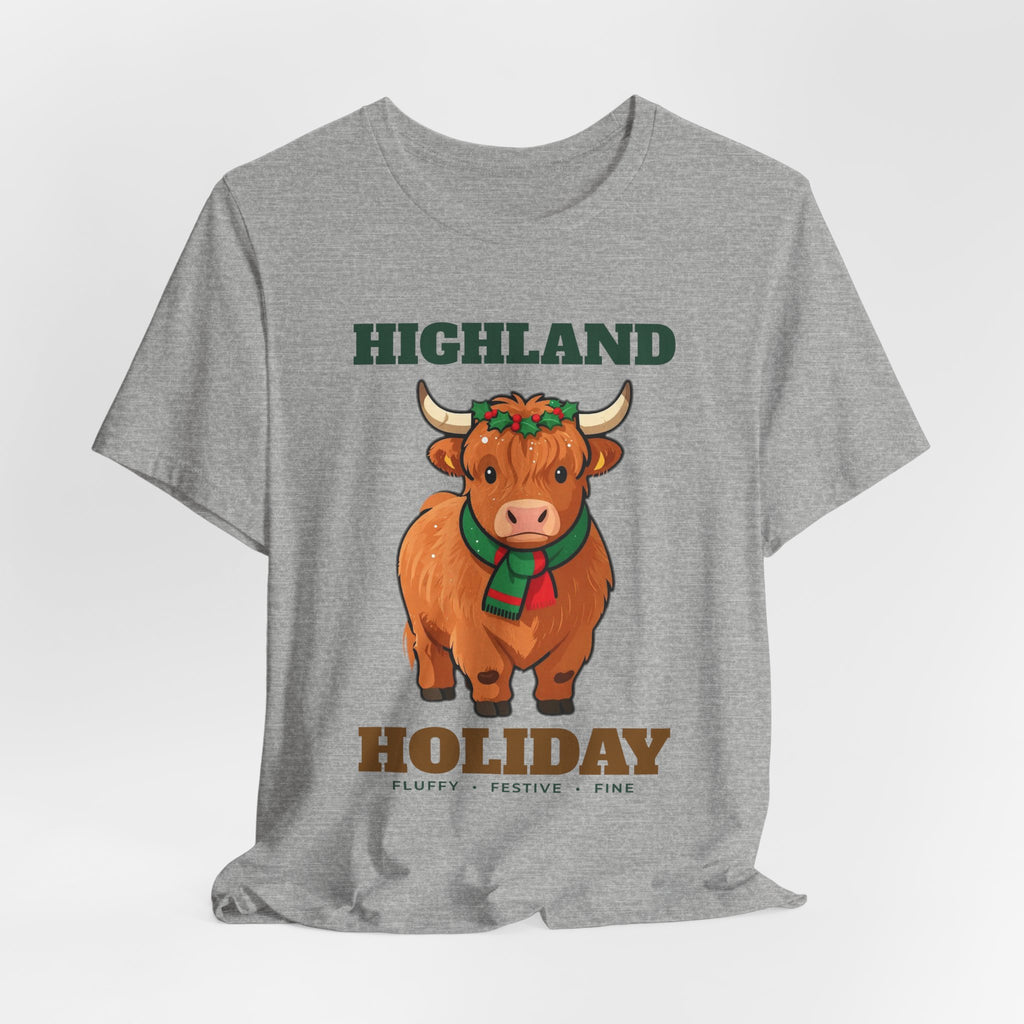 Highland Cow Christmas Shirt, Highland Holiday Cute Cow Tee, Cow Lover Christmas Gift, Fluffy Cow Holiday T-Shirt, Farm Christmas Sweatshirt