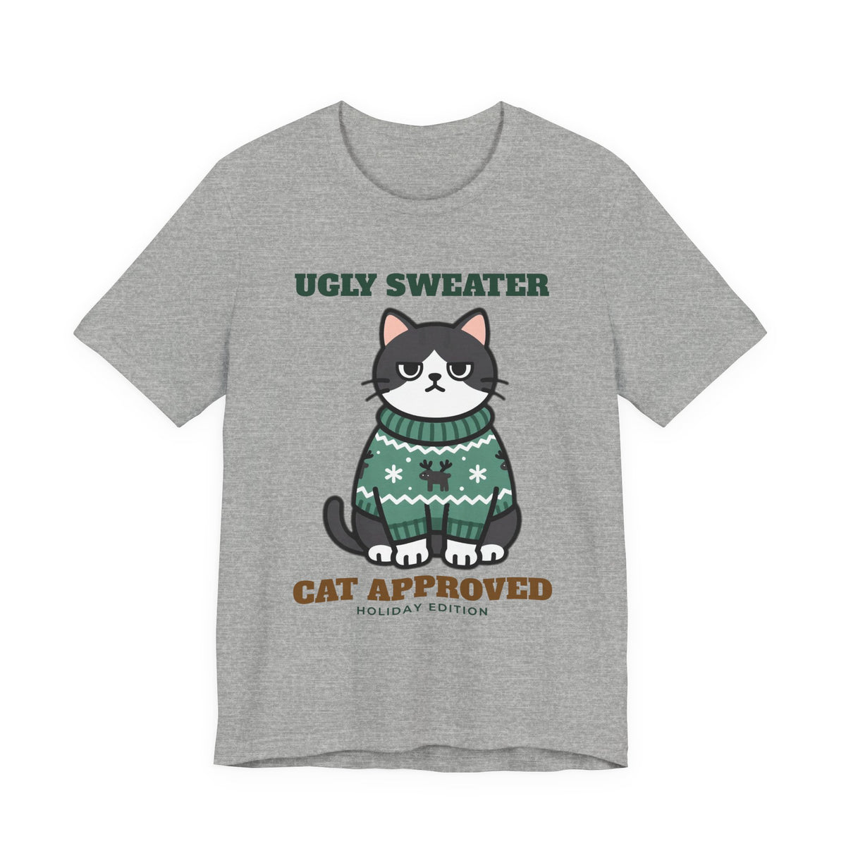 Ugly Christmas Sweater Style Shirt Cat, Cat Approved Funny Holiday Tee, Grumpy Cat Christmas Shirt, Cat Mom Gift, Cat Lover Sweatshirt