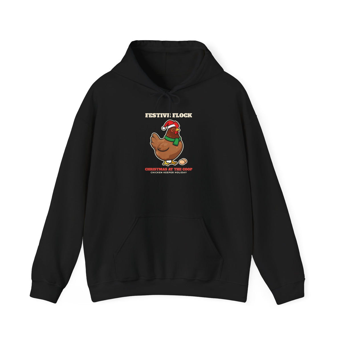 Chicken Christmas Hoodie, Festive Flock Chicken Keeper Hoodie, Hen Lover Holiday Gift, Backyard Chicken Mom Hoodie, Farm Christmas Hoodie