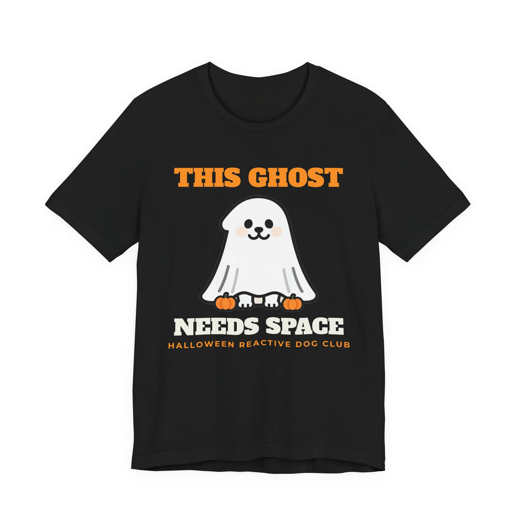This Ghost Needs Space halloween dog shirt tee in black