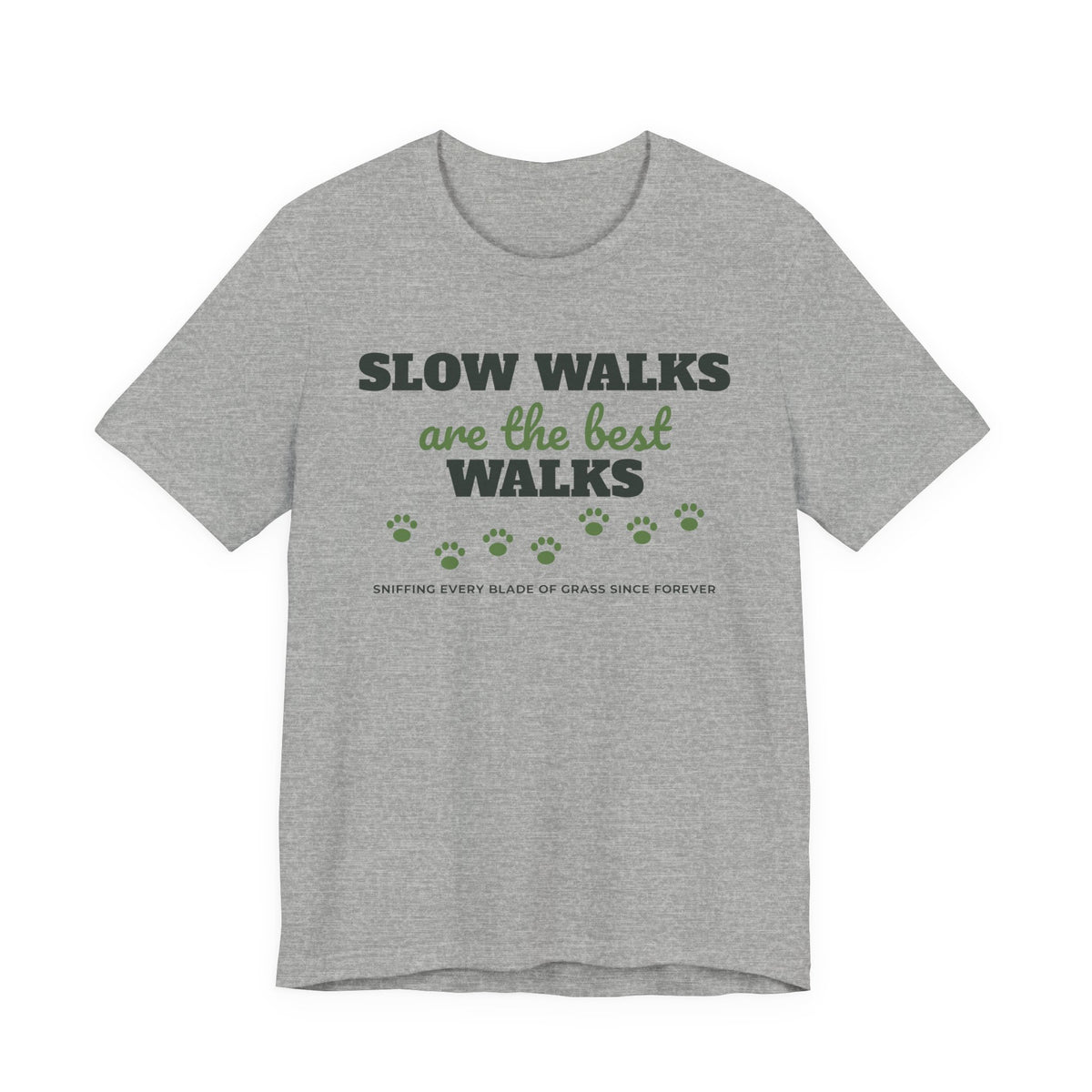 Old Dog Shirt with the Slow Walks Are the Best Walks design in athletic heather
