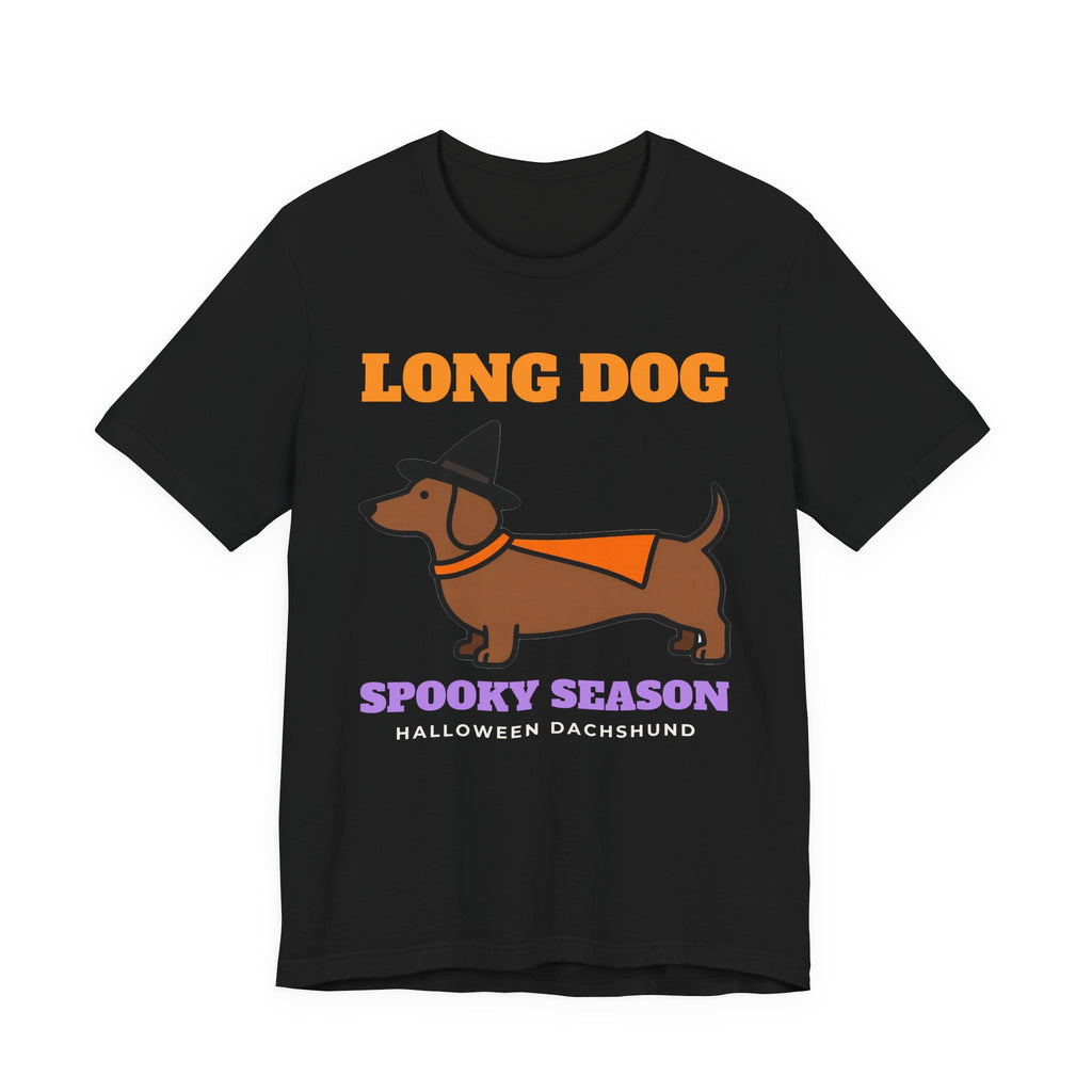 Long Dog Spooky Season dachshund halloween shirt tee in black