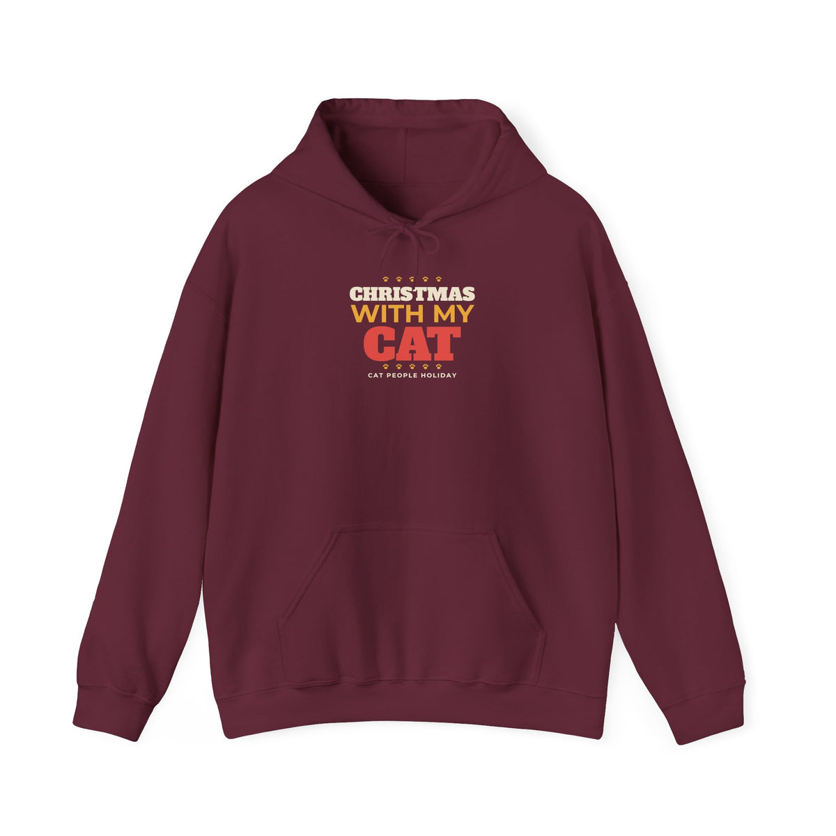 Christmas With My Cat Hoodie, Cat Lover Christmas Hoodie, Cozy Cat Mom Holiday Hoodie, Cat Dad Christmas Gift, Cat Person Holiday Hoodie