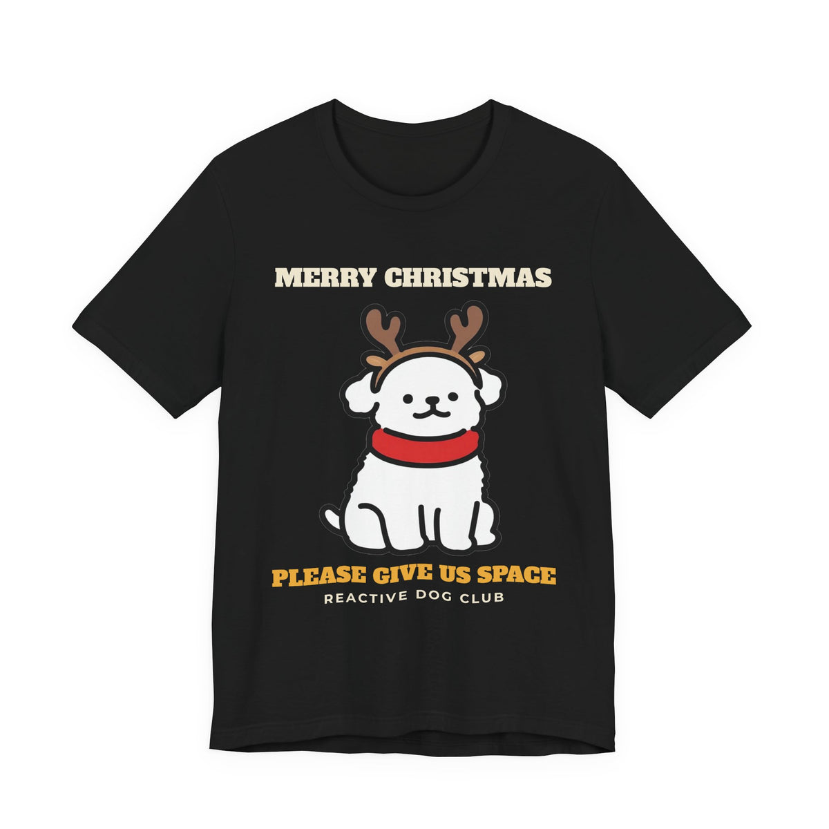 Please Give Us Space reactive dog christmas shirt tee in black