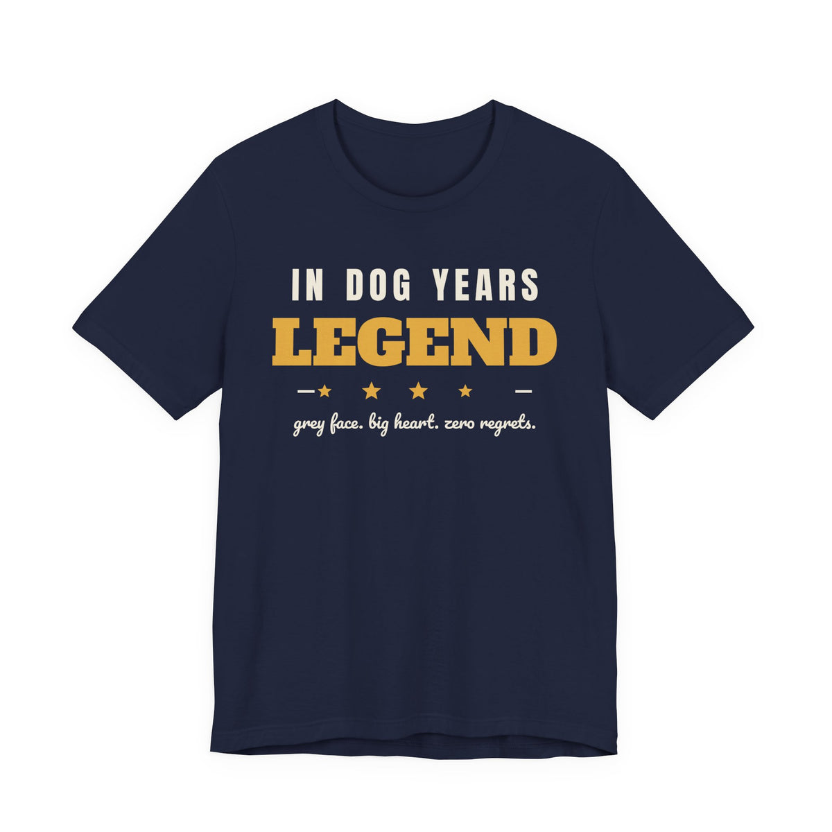 Senior Dog Birthday Shirt with the In Dog Years, a Legend design in navy
