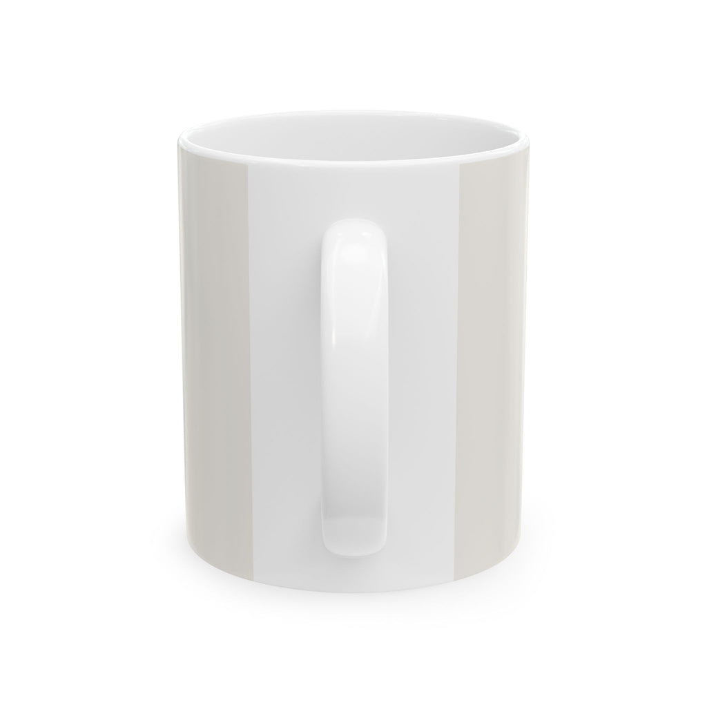 Run Now, Brunch Later running mug, side view with handle