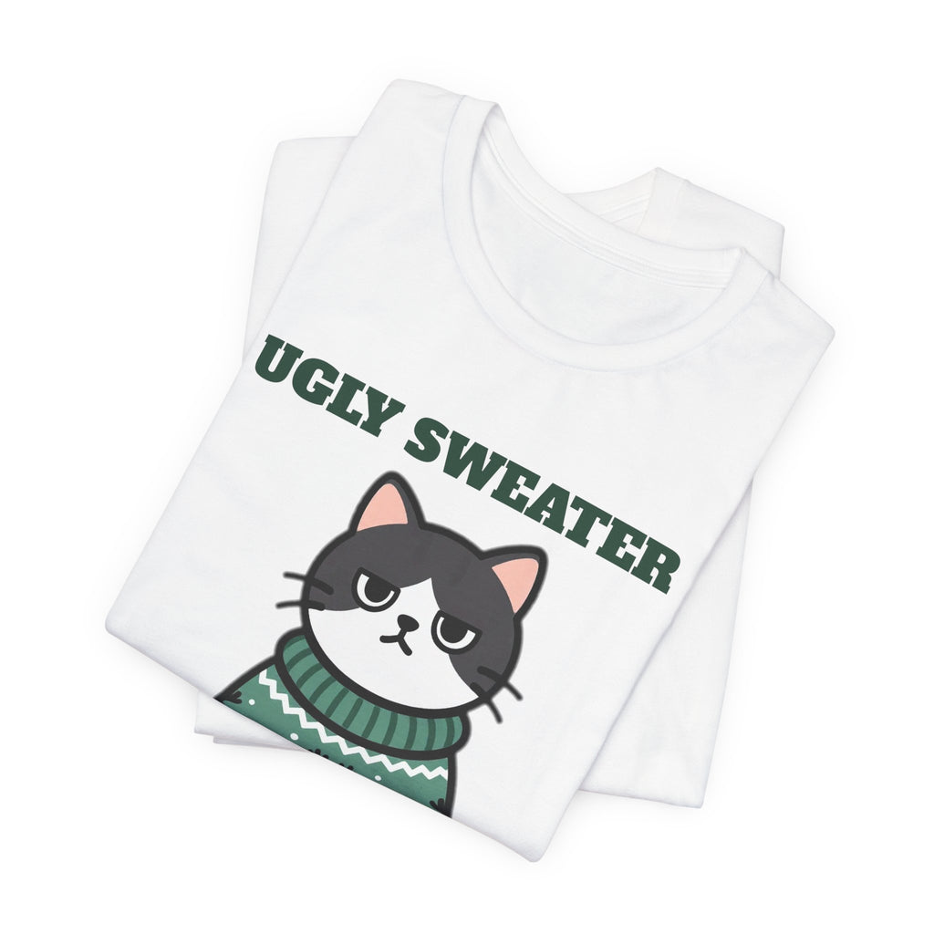Ugly Christmas Sweater Style Shirt Cat, Cat Approved Funny Holiday Tee, Grumpy Cat Christmas Shirt, Cat Mom Gift, Cat Lover Sweatshirt