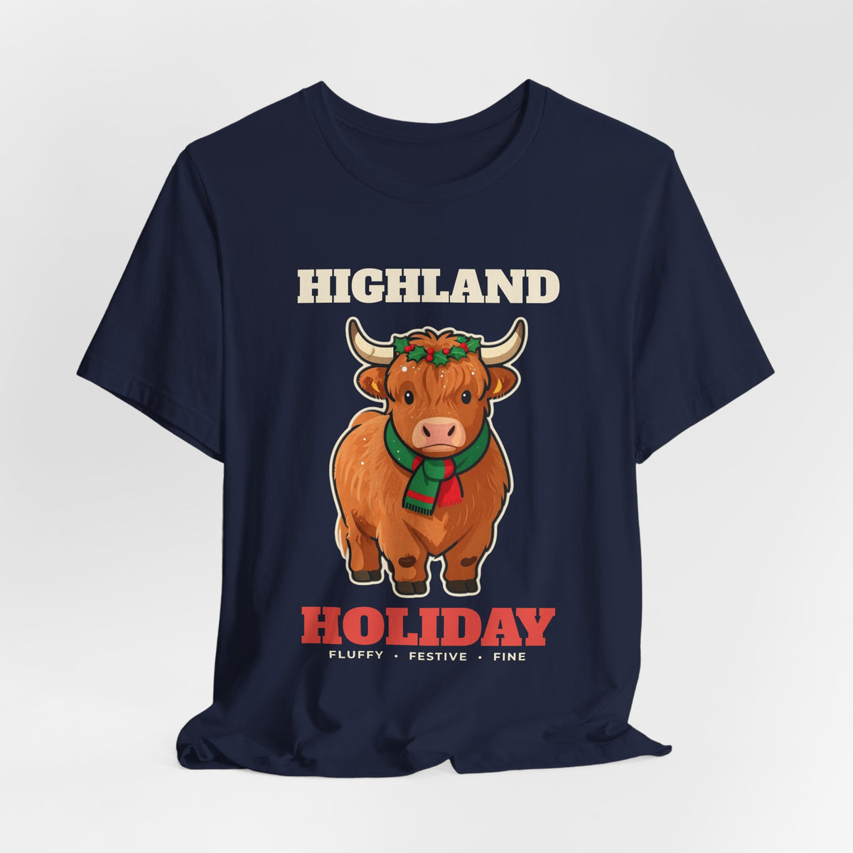 Highland Cow Christmas Shirt, Highland Holiday Cute Cow Tee, Cow Lover Christmas Gift, Fluffy Cow Holiday T-Shirt, Farm Christmas Sweatshirt