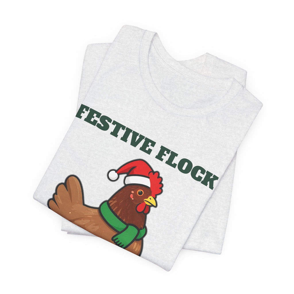 Chicken Christmas Shirt, Festive Flock Chicken Keeper Tee, Hen Lover Holiday Gift, Backyard Chicken Mom T-Shirt, Farm Christmas Sweatshirt