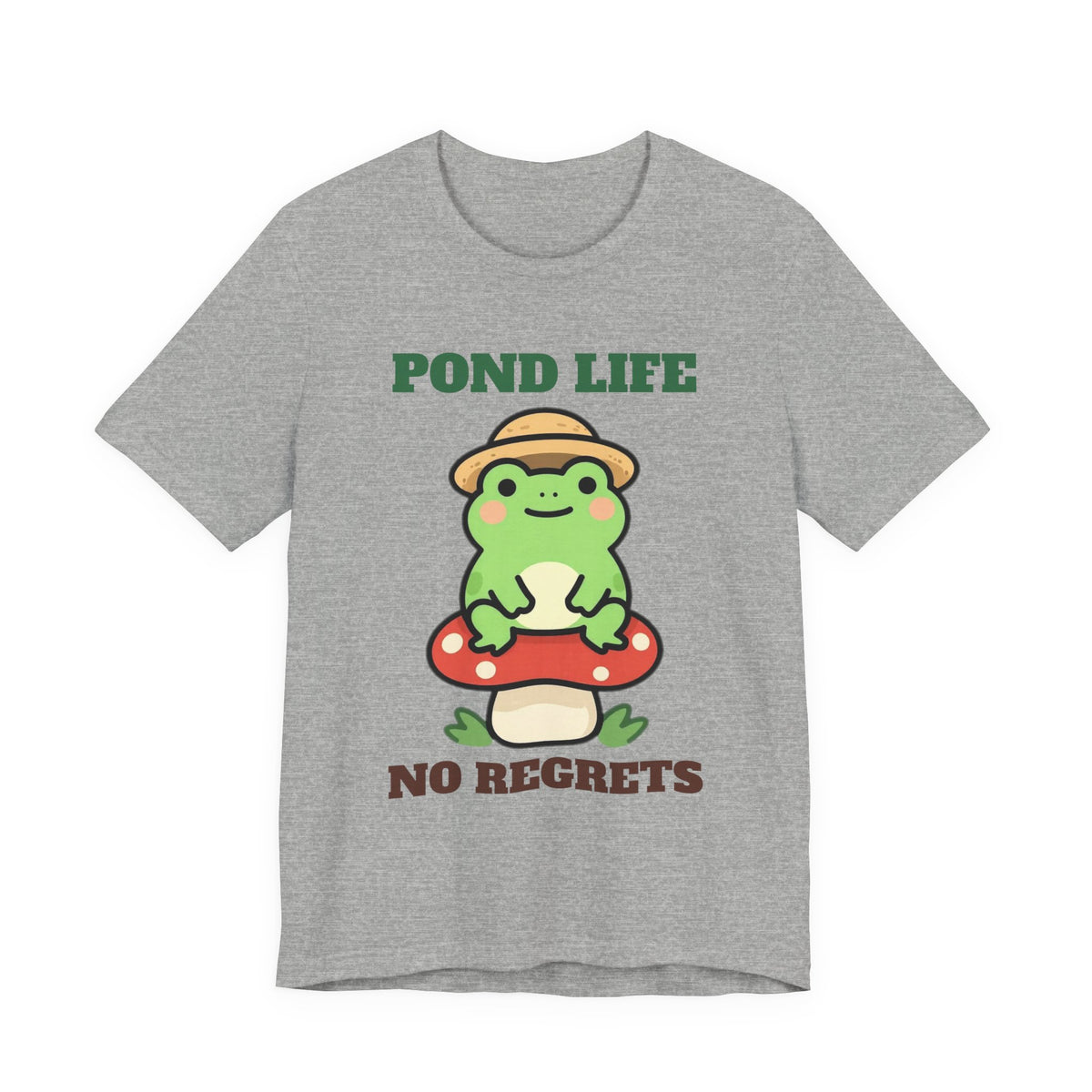 Cottagecore Frog Shirt with the Pond Life, No Regrets design in athletic heather