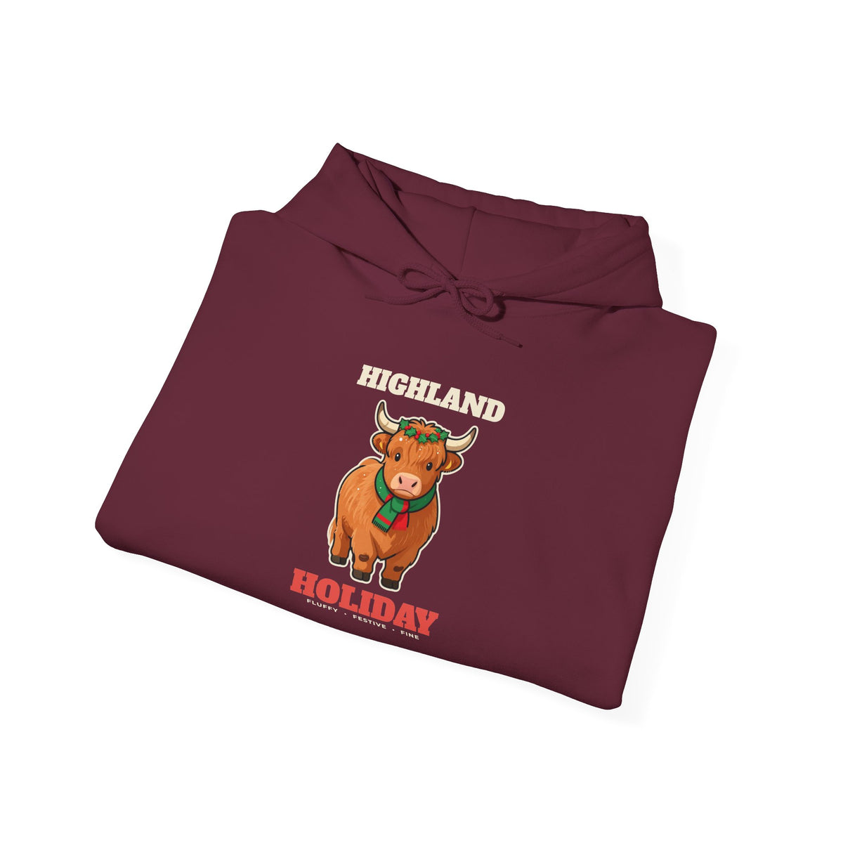 Highland Cow Christmas Hoodie, Highland Holiday Cute Cow Hoodie, Cow Lover Christmas Gift, Fluffy Cow Holiday Hoodie, Farm Christmas Hoodie