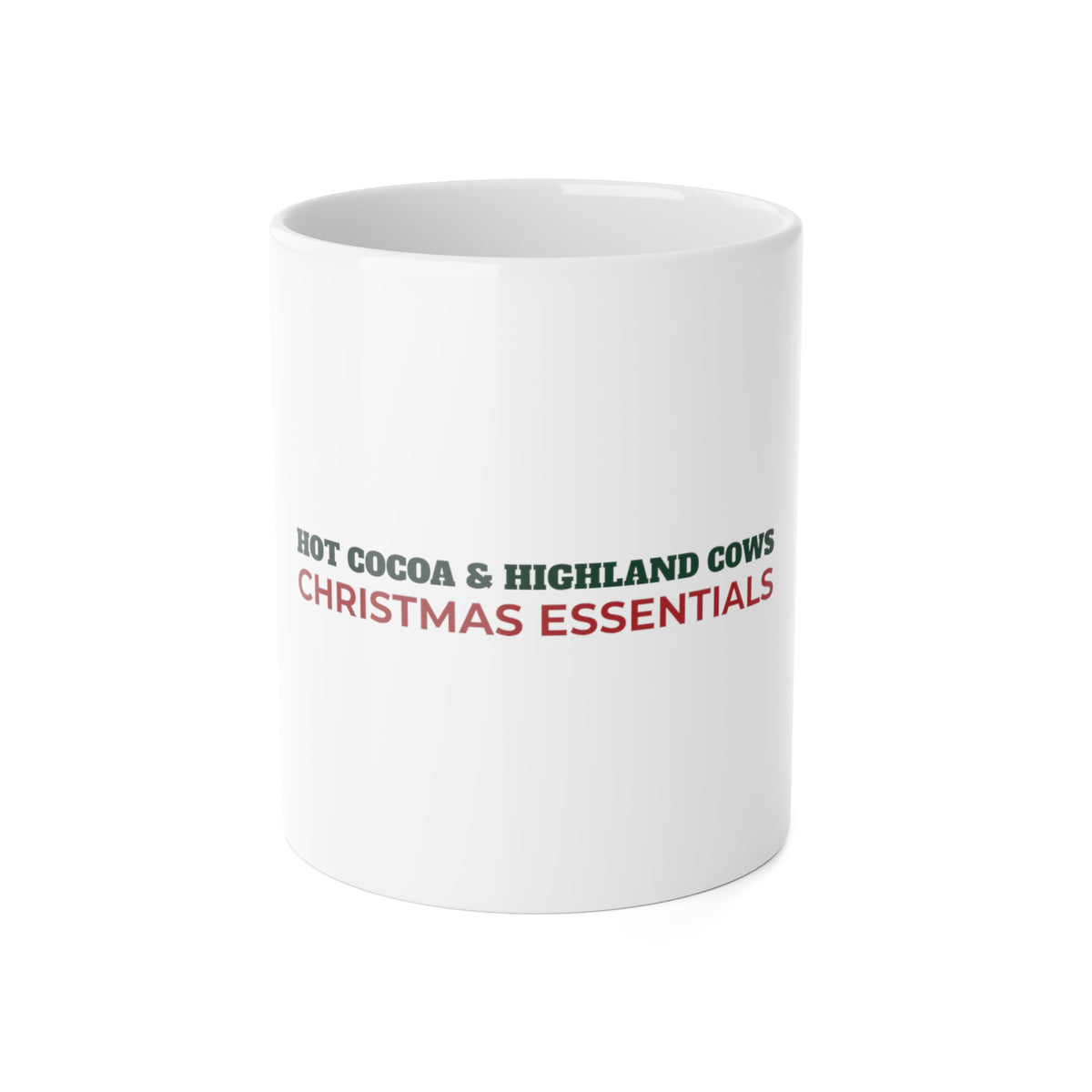 Hot Cocoa and Highland Cows Mug, Christmas Essentials Cow Lover Mug, Highland Cow Gift, Cozy Winter Holiday Mug, Cow Mom Mug