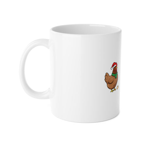 Chicken Christmas Mug, Festive Flock Chicken Keeper Mug, Hen Lover Holiday Gift, Backyard Chicken Mom Mug, Farm Christmas Mug