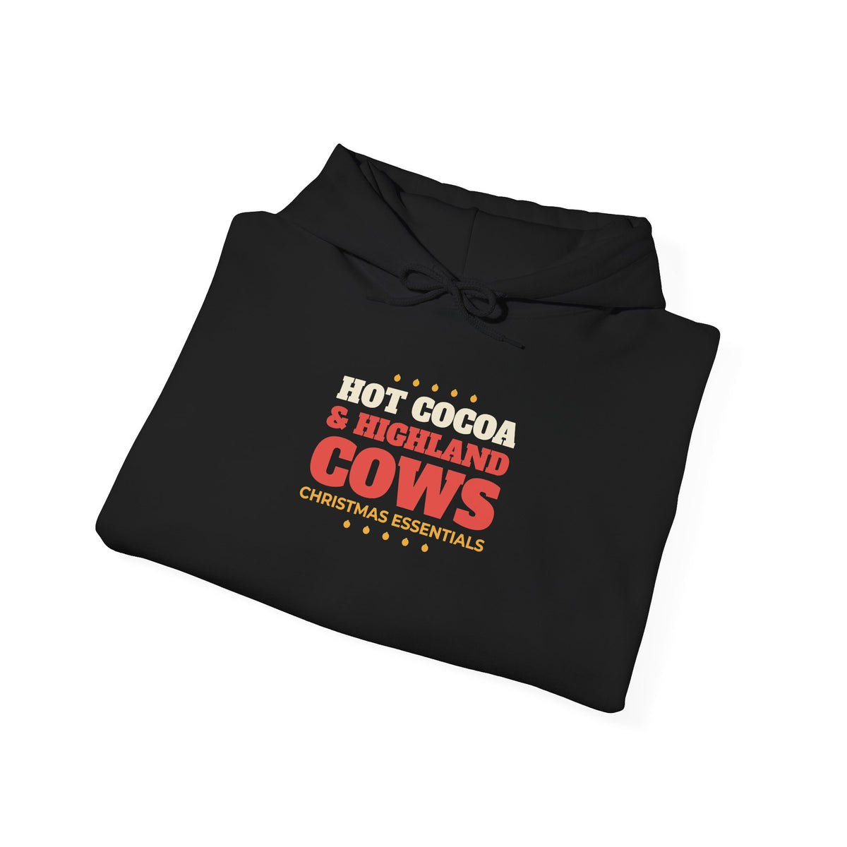 Hot Cocoa and Highland Cows Hoodie, Christmas Essentials Cow Lover Hoodie, Highland Cow Gift, Cozy Winter Holiday Hoodie, Cow Mom Hoodie