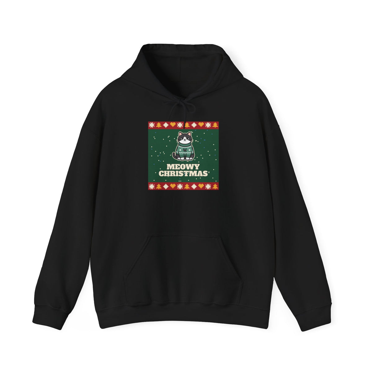Meowy Christmas Ugly Sweater Hoodie - original hoodie design by Pastime Goods