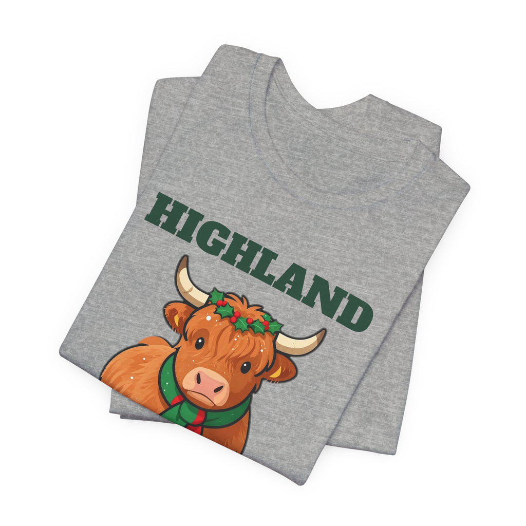 Highland Cow Christmas Shirt, Highland Holiday Cute Cow Tee, Cow Lover Christmas Gift, Fluffy Cow Holiday T-Shirt, Farm Christmas Sweatshirt
