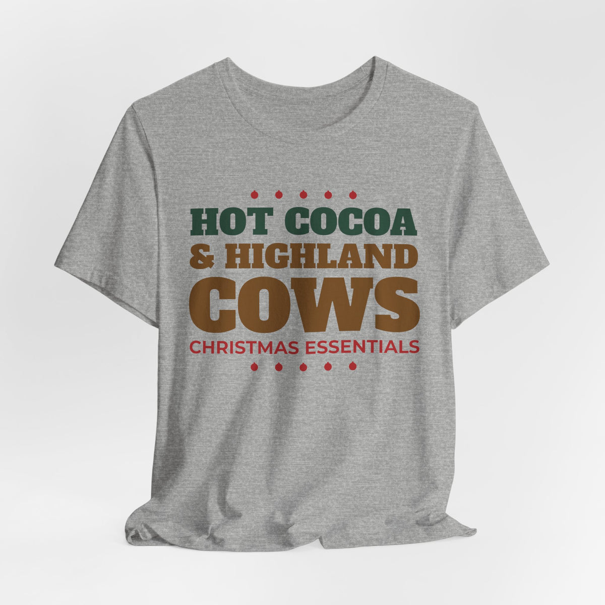Hot Cocoa and Highland Cows Shirt, Christmas Essentials Cow Lover Tee, Highland Cow Gift, Cozy Winter Holiday T-Shirt, Cow Mom Sweatshirt