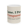I Came, I Pung, I Conquered funny mahjong mug: 11oz white ceramic mug, front view