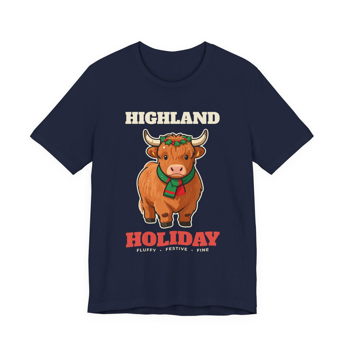 Highland Cow Christmas Shirt, Highland Holiday Cute Cow Tee, Cow Lover Christmas Gift, Fluffy Cow Holiday T-Shirt, Farm Christmas Sweatshirt