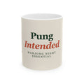 Pung Intended mahjong mug: 11oz white ceramic mug, front view