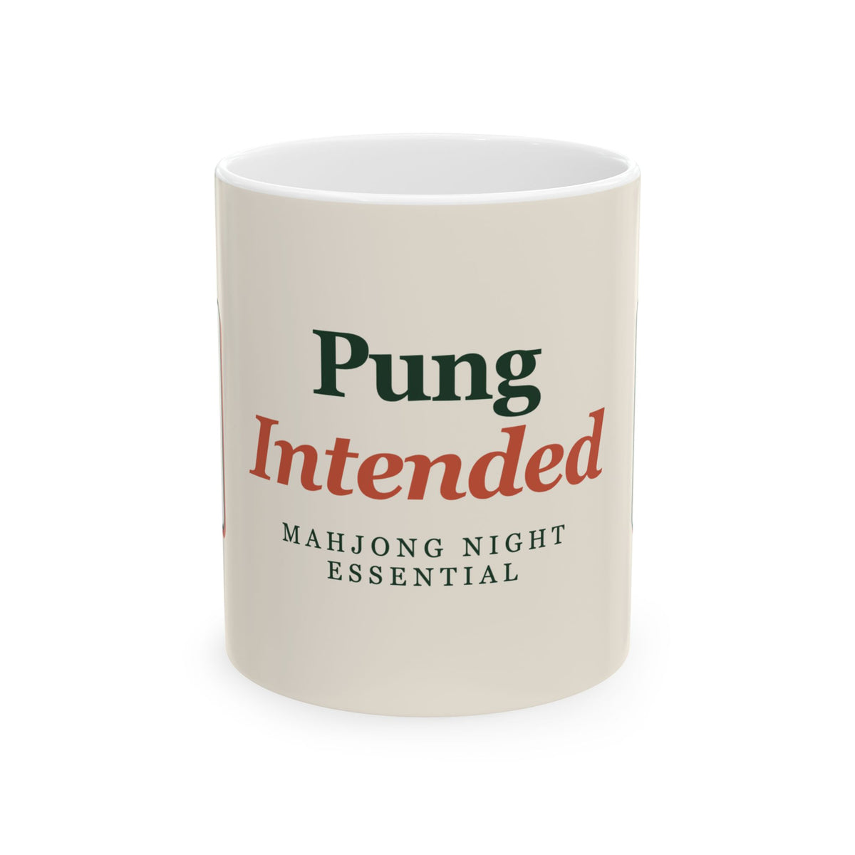 Pung Intended mahjong mug: 11oz white ceramic mug, front view