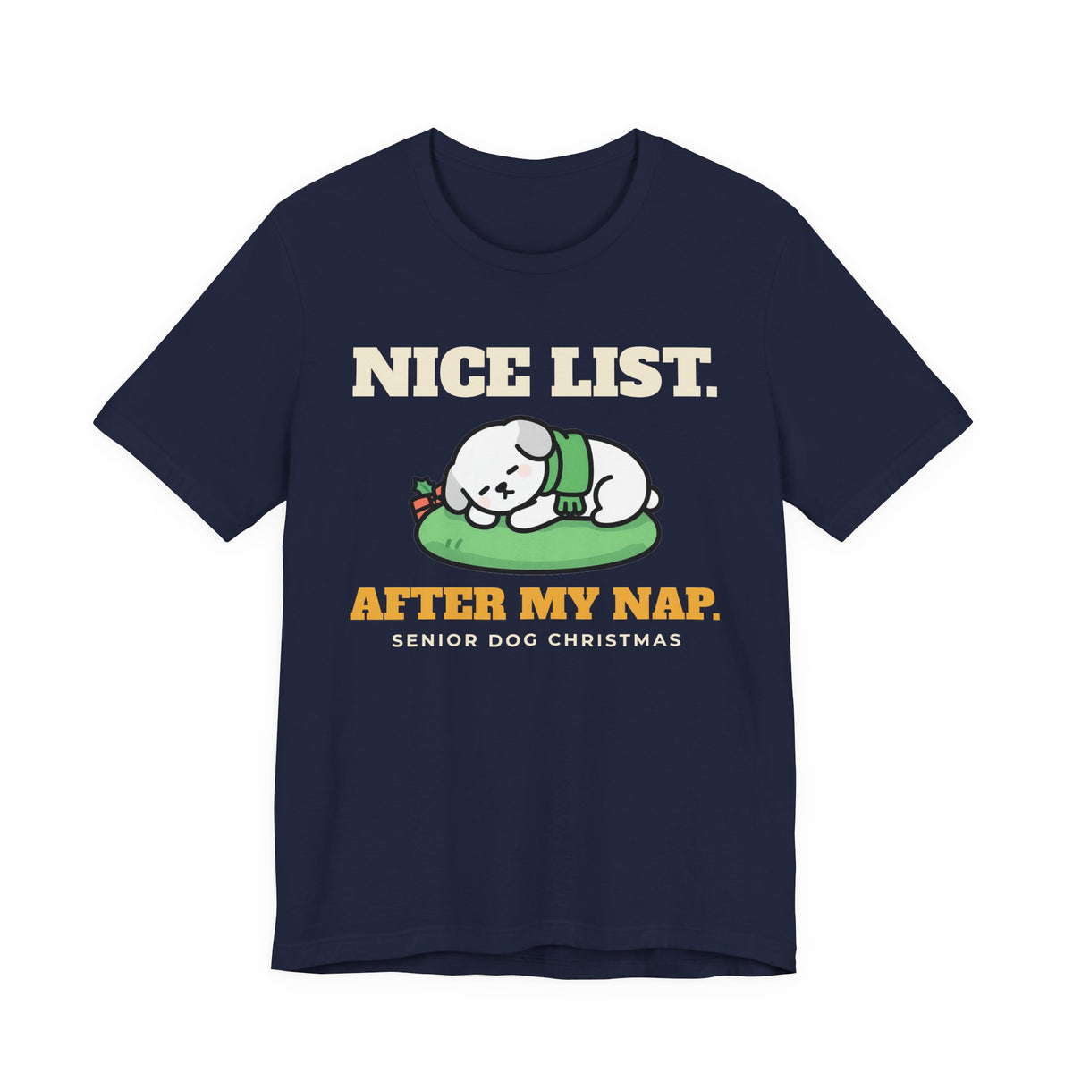 Dog Christmas Shirt with the Nice List After My Nap design in navy