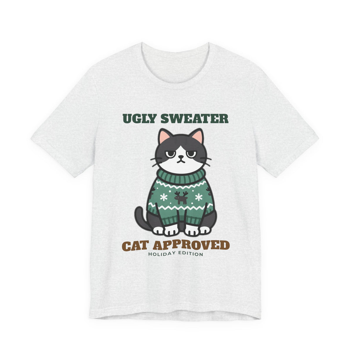 Ugly Christmas Sweater Style Shirt Cat, Cat Approved Funny Holiday Tee, Grumpy Cat Christmas Shirt, Cat Mom Gift, Cat Lover Sweatshirt