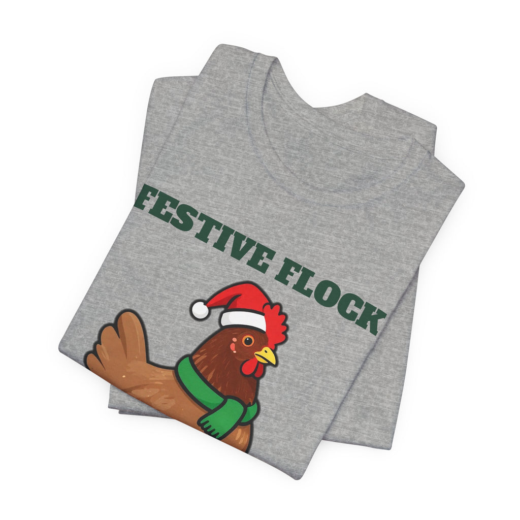 Chicken Christmas Shirt, Festive Flock Chicken Keeper Tee, Hen Lover Holiday Gift, Backyard Chicken Mom T-Shirt, Farm Christmas Sweatshirt