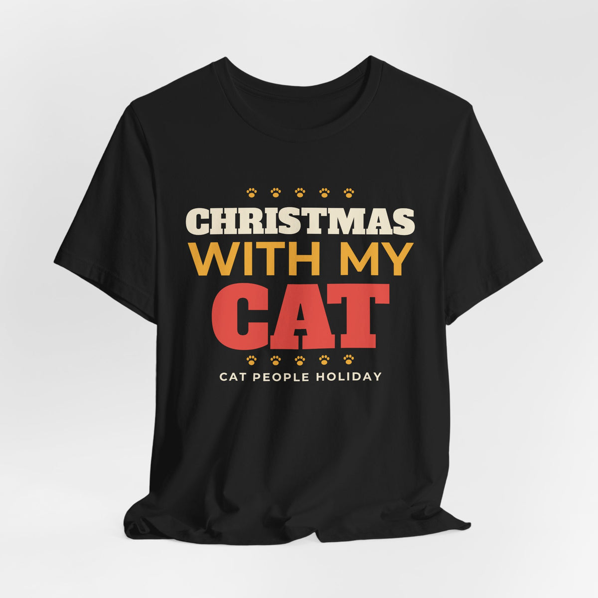 Christmas With My Cat Shirt, Cat Lover Christmas Tee, Cozy Cat Mom Holiday T-Shirt, Cat Dad Christmas Gift, Cat Person Holiday Shirt