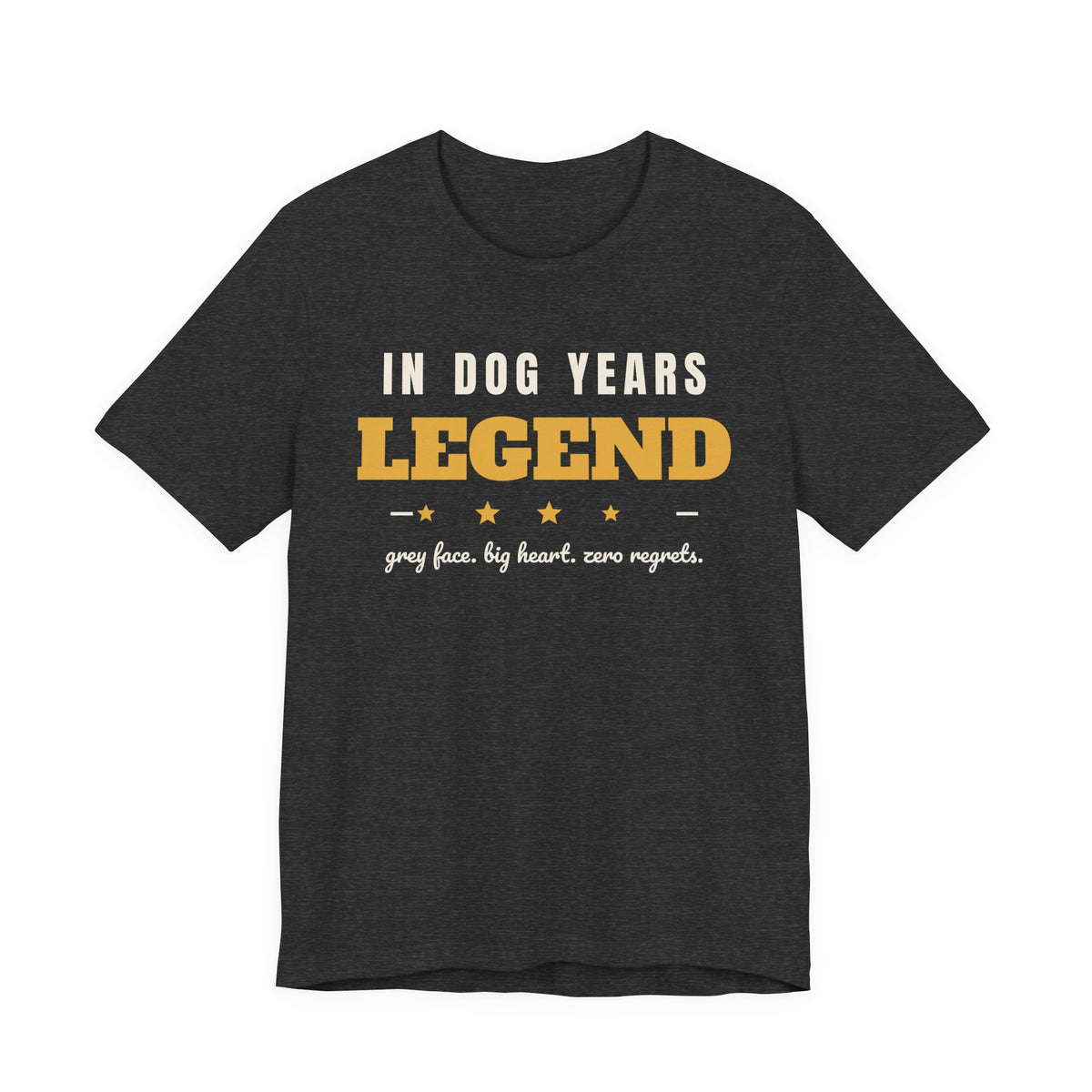 Senior Dog Birthday Shirt with the In Dog Years, a Legend design in dark grey heather