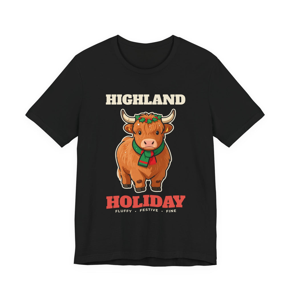 Highland Cow Christmas Shirt, Highland Holiday Cute Cow Tee, Cow Lover Christmas Gift, Fluffy Cow Holiday T-Shirt, Farm Christmas Sweatshirt
