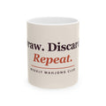 Draw, Discard, Repeat mahjong coffee mug: 11oz white ceramic mug, front view