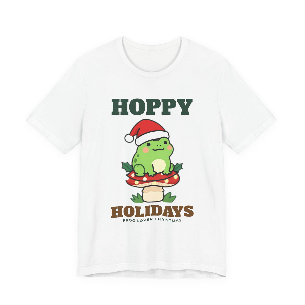Frog Christmas Shirt, Hoppy Holidays Cottagecore Frog Tee, Frog Lover Holiday Gift, Santa Hat Frog Mushroom T-Shirt, Cute Frog Sweatshirt