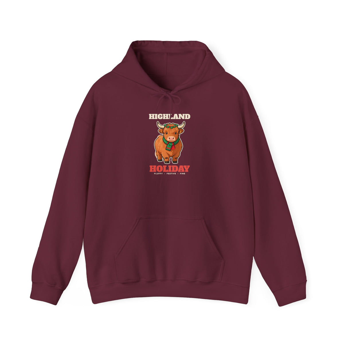 Highland Cow Christmas Hoodie, Highland Holiday Cute Cow Hoodie, Cow Lover Christmas Gift, Fluffy Cow Holiday Hoodie, Farm Christmas Hoodie