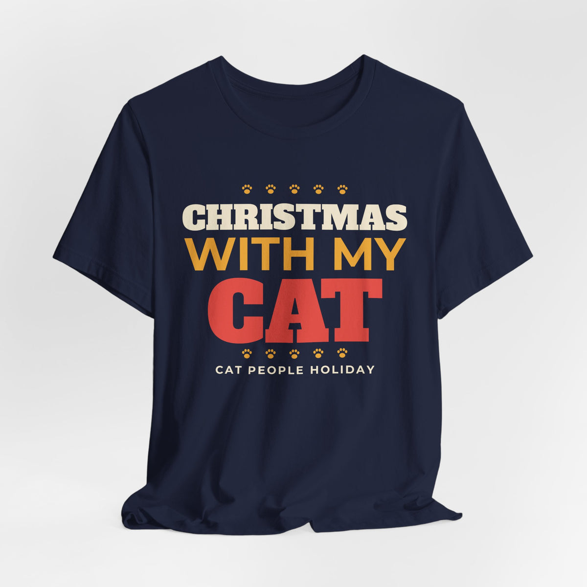 Christmas With My Cat Shirt, Cat Lover Christmas Tee, Cozy Cat Mom Holiday T-Shirt, Cat Dad Christmas Gift, Cat Person Holiday Shirt