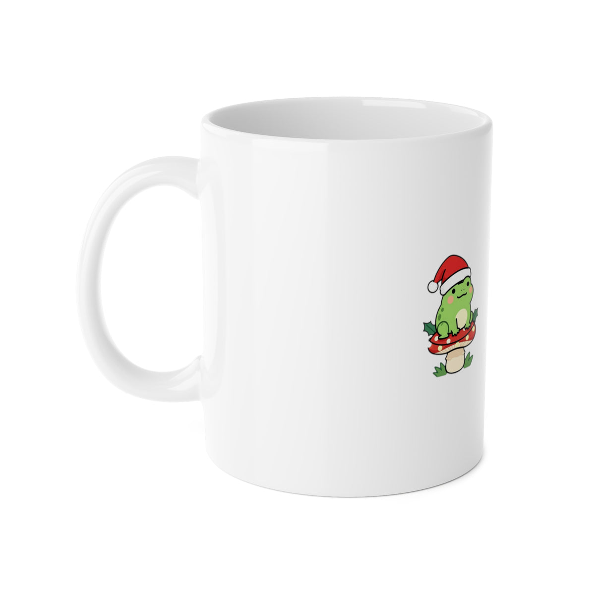 Frog Christmas Mug, Hoppy Holidays Cottagecore Frog Mug, Frog Lover Holiday Gift, Santa Hat Frog Mushroom Mug, Cute Frog Mug