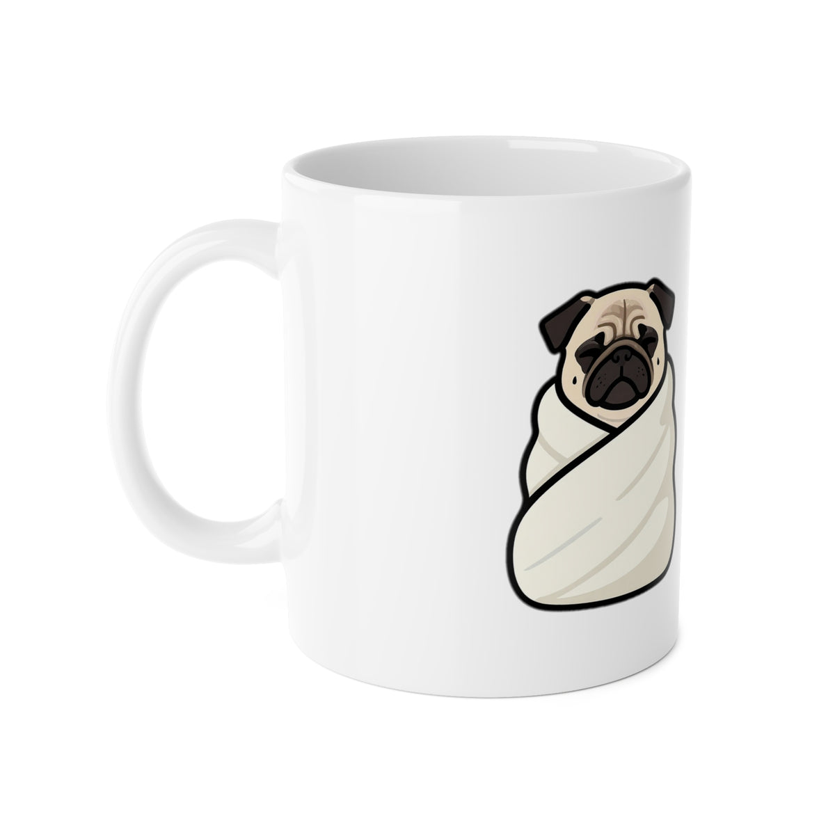 Pug Mug, Do Not Disturb Pug Burrito in Progress Coffee Cup, Funny Pug Mom Gift, Pug Dad Gift, Pug Lover Ceramic Mug 11oz
