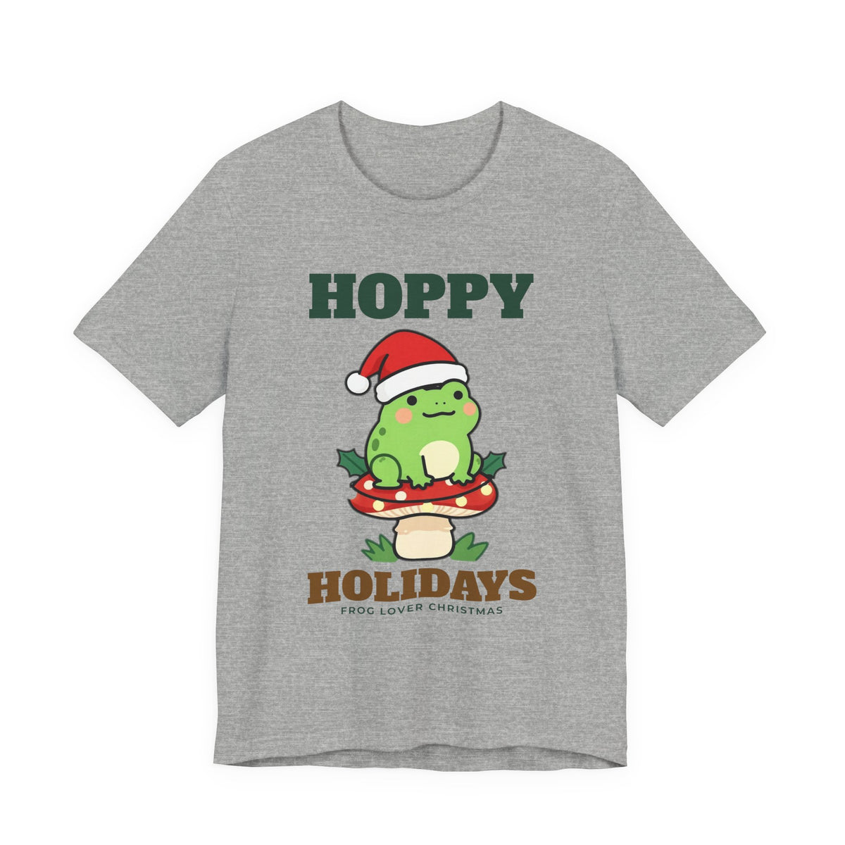 Frog Christmas Shirt, Hoppy Holidays Cottagecore Frog Tee, Frog Lover Holiday Gift, Santa Hat Frog Mushroom T-Shirt, Cute Frog Sweatshirt