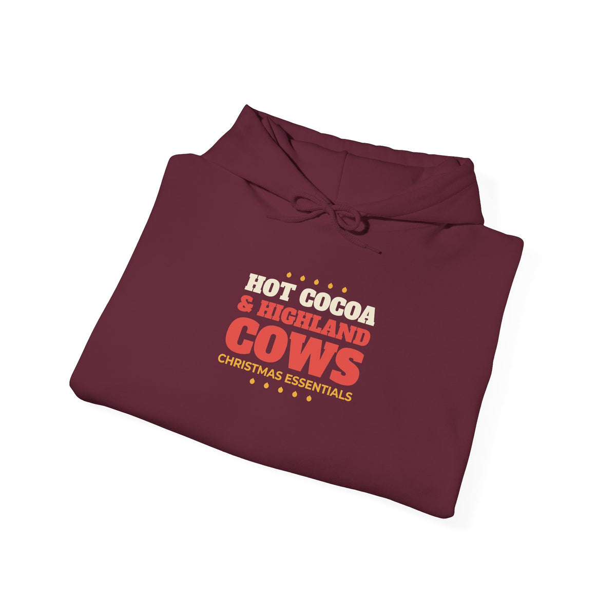 Hot Cocoa and Highland Cows Hoodie, Christmas Essentials Cow Lover Hoodie, Highland Cow Gift, Cozy Winter Holiday Hoodie, Cow Mom Hoodie