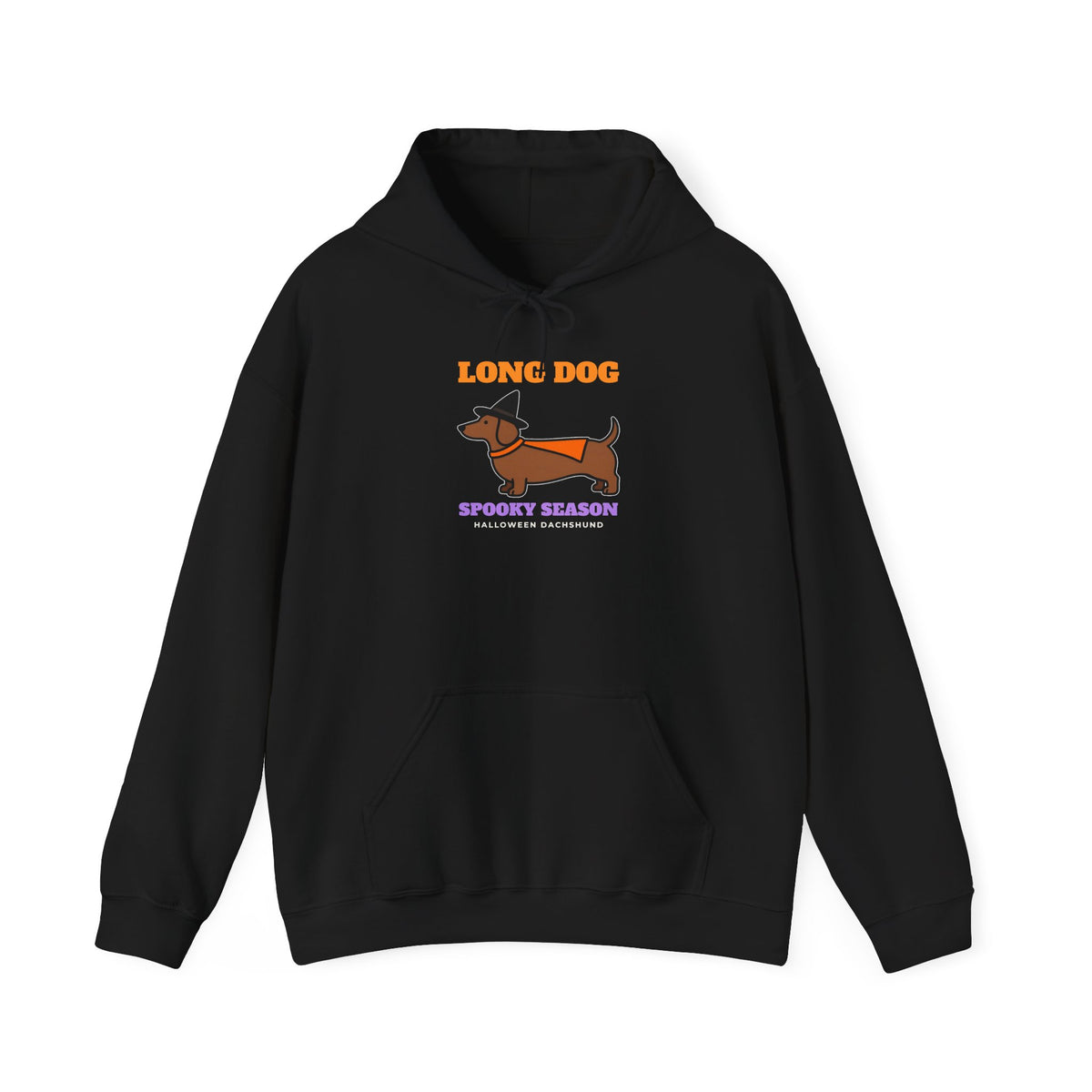 Long Dog Spooky Season dachshund halloween hoodie hoodie in black