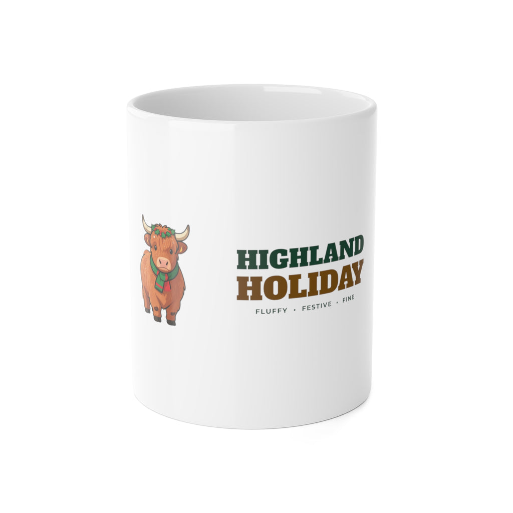 Highland Cow Christmas Mug, Highland Holiday Cute Cow Mug, Cow Lover Christmas Gift, Fluffy Cow Holiday Mug, Farm Christmas Mug