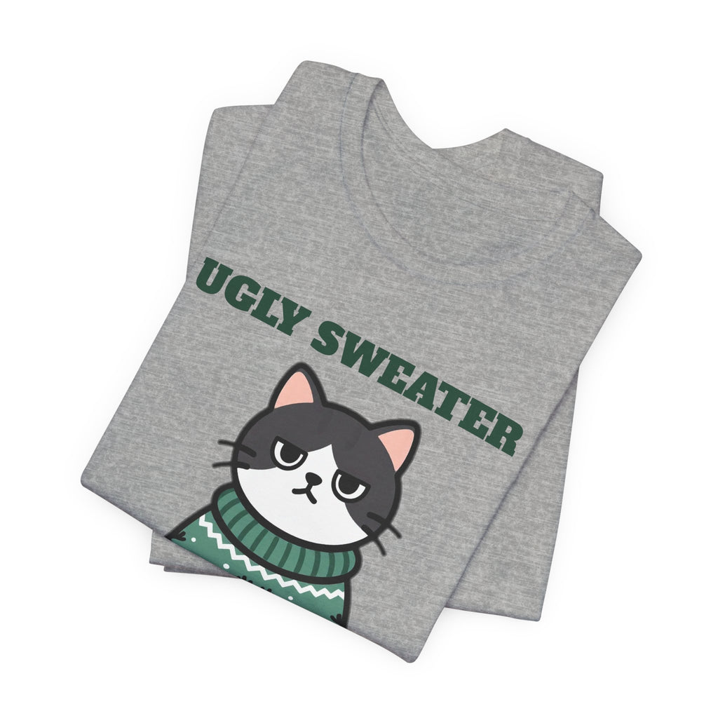 Ugly Christmas Sweater Style Shirt Cat, Cat Approved Funny Holiday Tee, Grumpy Cat Christmas Shirt, Cat Mom Gift, Cat Lover Sweatshirt