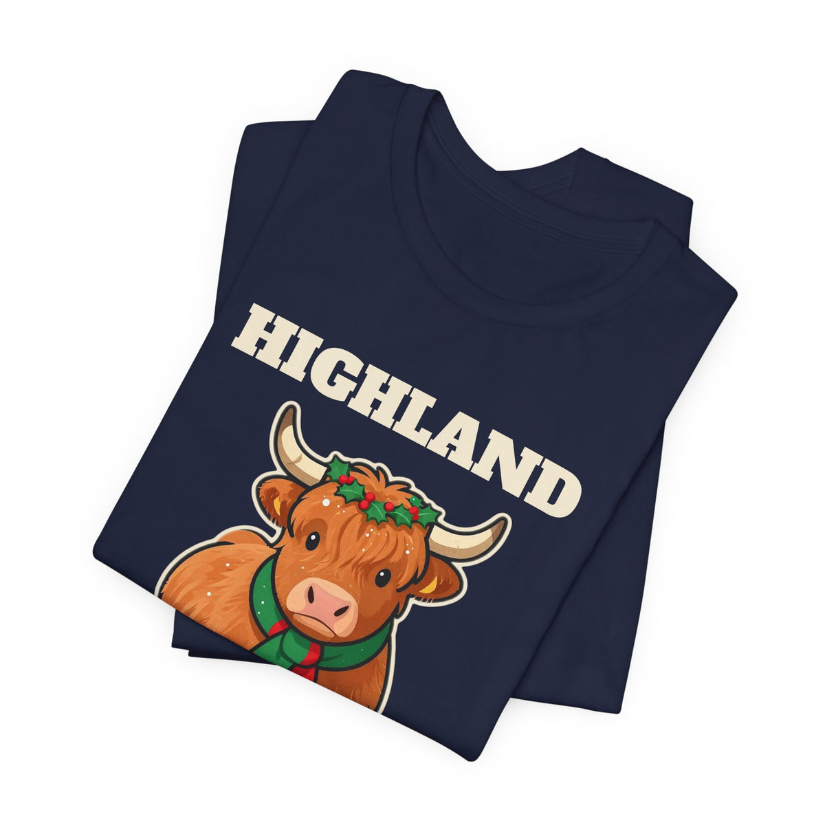 Highland Cow Christmas Shirt, Highland Holiday Cute Cow Tee, Cow Lover Christmas Gift, Fluffy Cow Holiday T-Shirt, Farm Christmas Sweatshirt