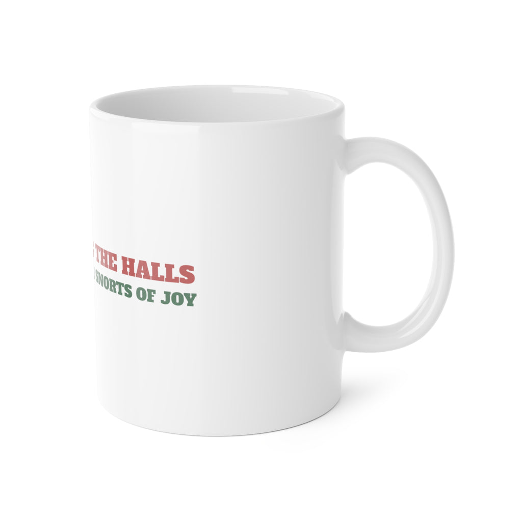 Pug Christmas Mug, Pug the Halls With Snorts of Joy Coffee Cup, Funny Pug Mom Gift, Pug Dad Gift, Pug Lover Ceramic Mug 11oz