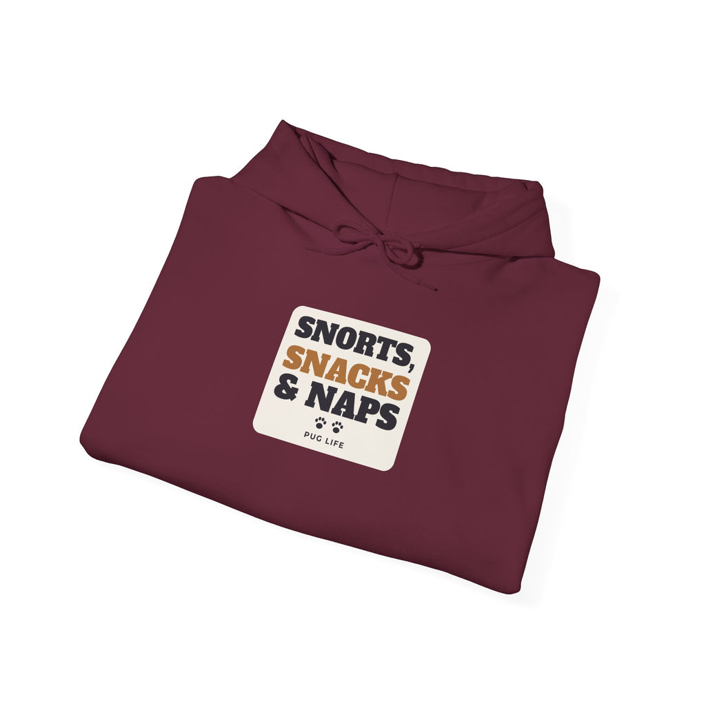 Snorts, Snacks and Naps Pug Hoodie | Pug Gift
