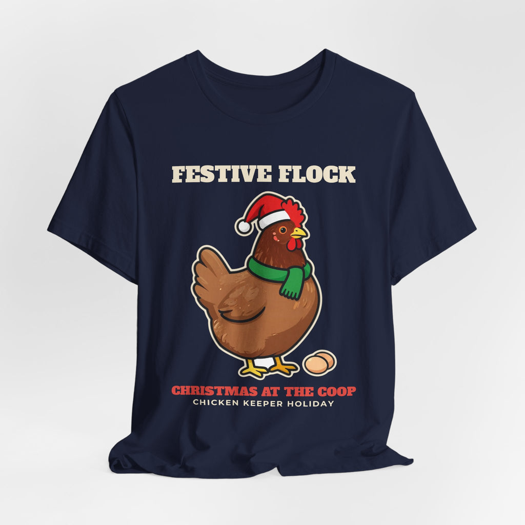 Chicken Christmas Shirt, Festive Flock Chicken Keeper Tee, Hen Lover Holiday Gift, Backyard Chicken Mom T-Shirt, Farm Christmas Sweatshirt