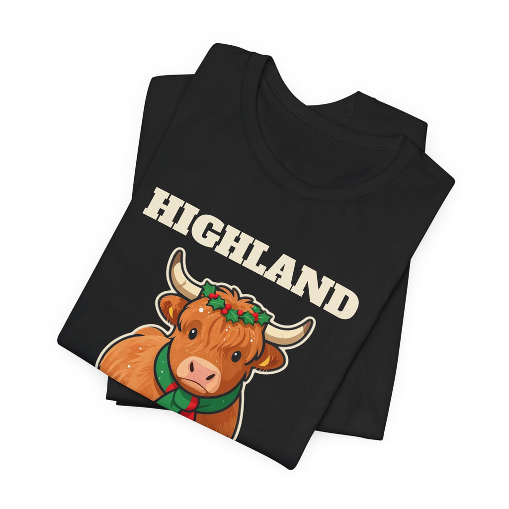 Highland Cow Christmas Shirt, Highland Holiday Cute Cow Tee, Cow Lover Christmas Gift, Fluffy Cow Holiday T-Shirt, Farm Christmas Sweatshirt