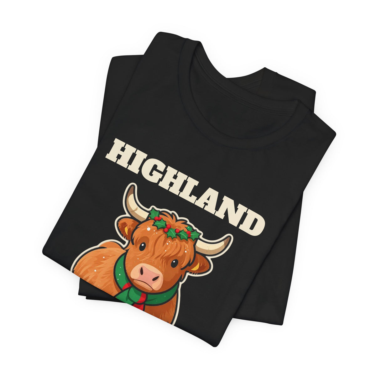 Highland Cow Christmas Shirt, Highland Holiday Cute Cow Tee, Cow Lover Christmas Gift, Fluffy Cow Holiday T-Shirt, Farm Christmas Sweatshirt