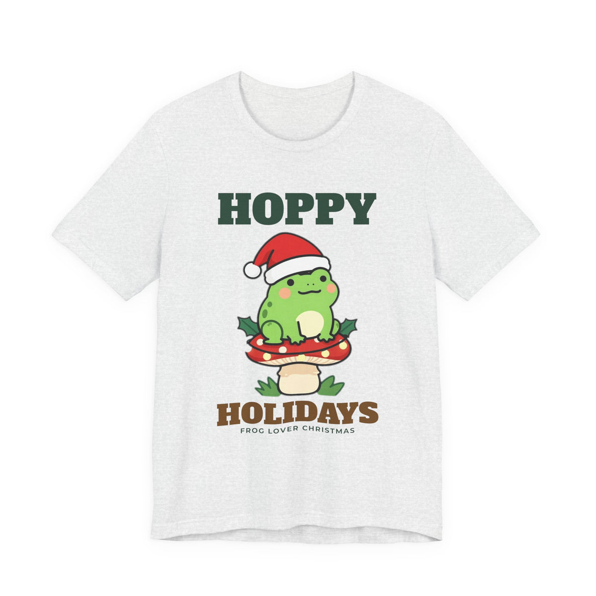 Frog Christmas Shirt, Hoppy Holidays Cottagecore Frog Tee, Frog Lover Holiday Gift, Santa Hat Frog Mushroom T-Shirt, Cute Frog Sweatshirt