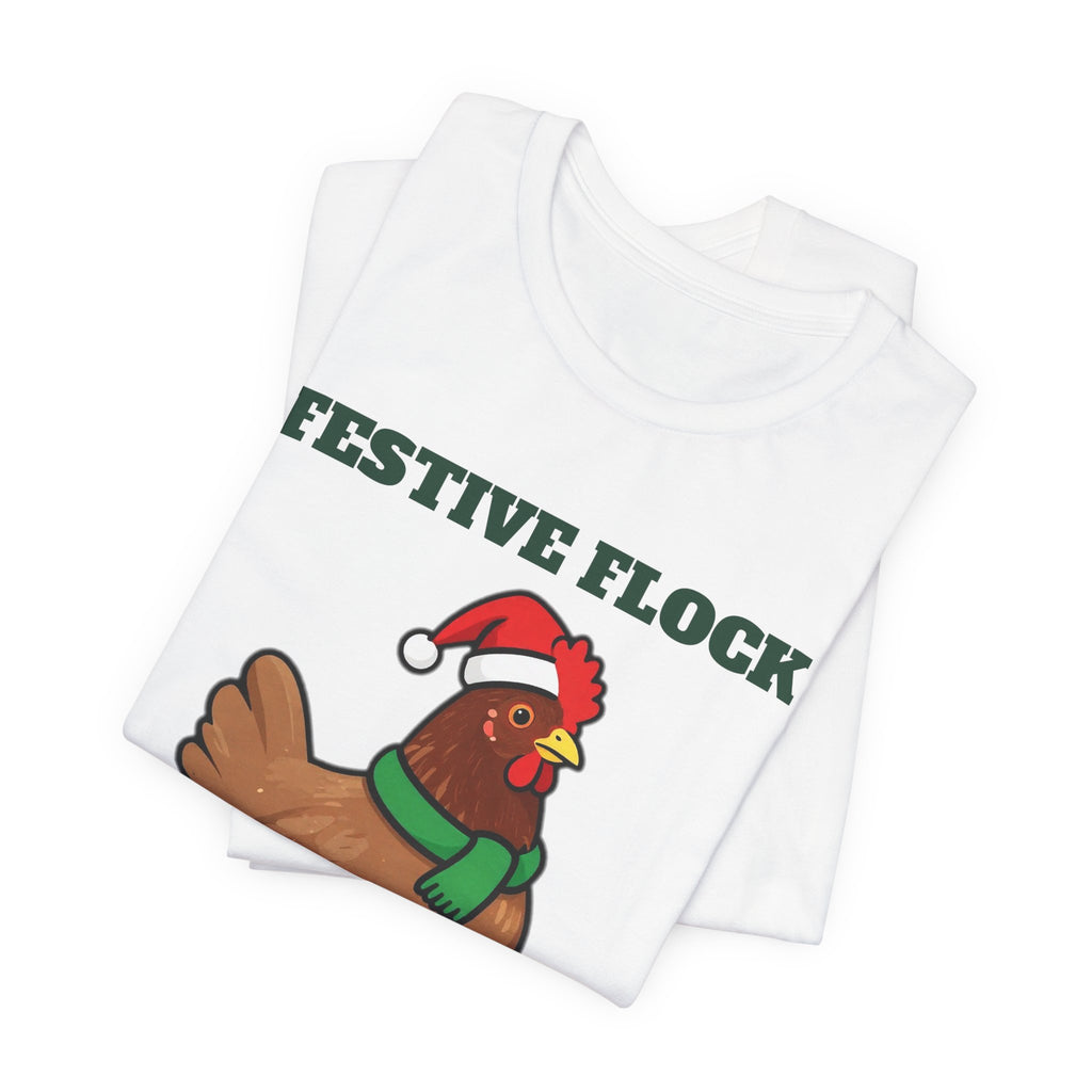 Chicken Christmas Shirt, Festive Flock Chicken Keeper Tee, Hen Lover Holiday Gift, Backyard Chicken Mom T-Shirt, Farm Christmas Sweatshirt